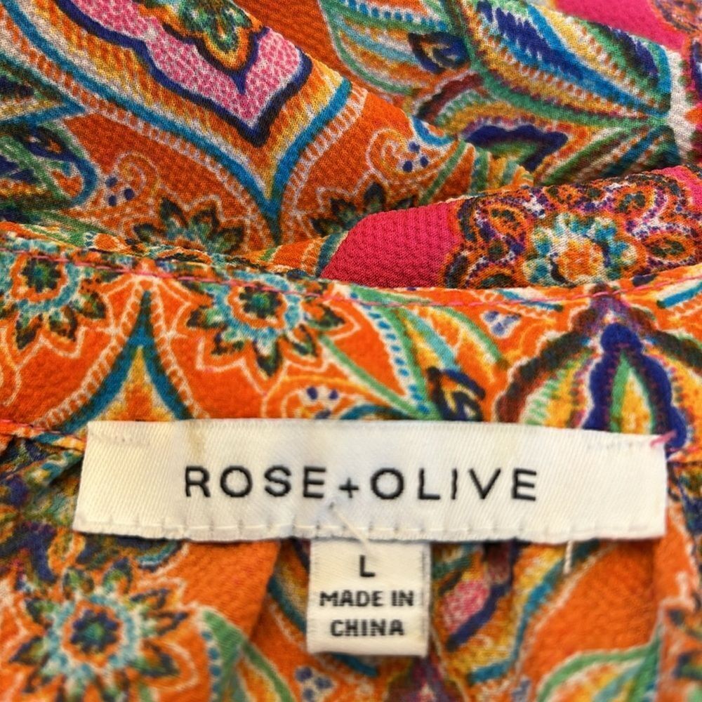 Rose & Olive Vibrant Pink and Orange Sleeveless Blouse Size L EUC - Picture 6 of 10